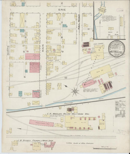 Sanborn Fire Insurance Map from West Middlesex, Mercer County, Pennsylvania (1886), Sheet #0001 - Historic Sanborn Fire Insurance Map Print, vintage old map wall art, antique decor, genealogy gift, Pennsylvania Pennsylvania map