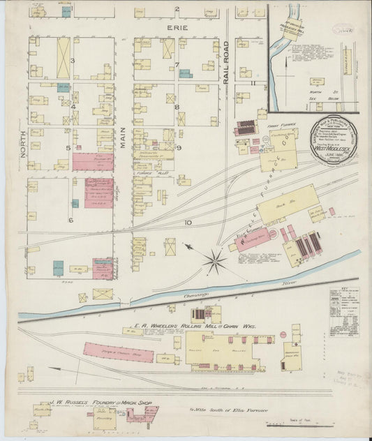Sanborn Fire Insurance Map from West Middlesex, Mercer County, Pennsylvania (1886), Sheet #0001 - Historic Sanborn Fire Insurance Map Print, vintage old map wall art, antique decor, genealogy gift, Pennsylvania Pennsylvania map