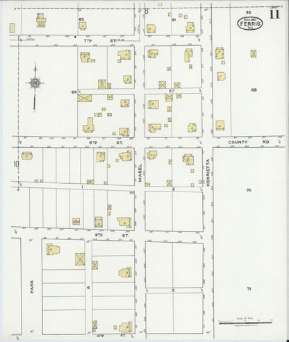 Sanborn Fire Insurance Map from Ferris, Ellis County, Texas (1921), Sheet #0011 - Historic Sanborn Fire Insurance Map Print, vintage old map wall art, antique decor, genealogy gift, Texas Texas map