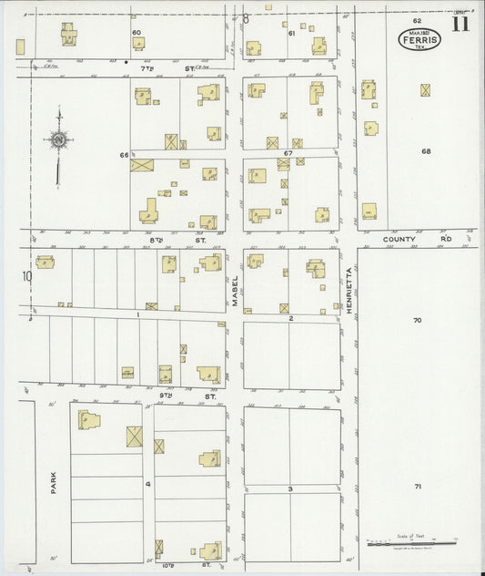 Sanborn Fire Insurance Map from Ferris, Ellis County, Texas (1921), Sheet #0011 - Historic Sanborn Fire Insurance Map Print, vintage old map wall art, antique decor, genealogy gift, Texas Texas map