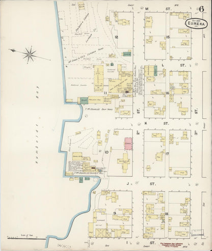 Sanborn Fire Insurance Map from Eureka, Humboldt County, California (1889), Sheet #0006 - Complete Map Set gallery image, historic Sanborn map, vintage wall art, California California
