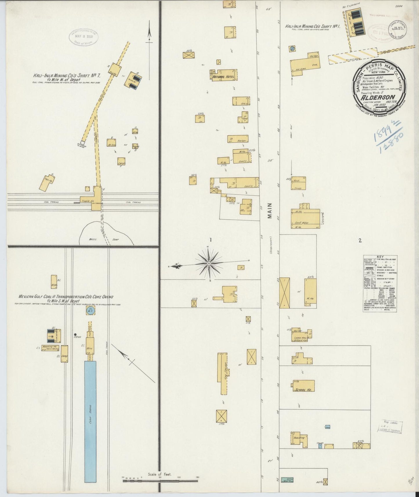 Sanborn Fire Insurance Map from Alderson, Pittsburg County, Oklahoma (1899), Sheet #0001 - Historic Sanborn Fire Insurance Map Print, vintage old map wall art, antique decor, genealogy gift, Oklahoma Oklahoma map