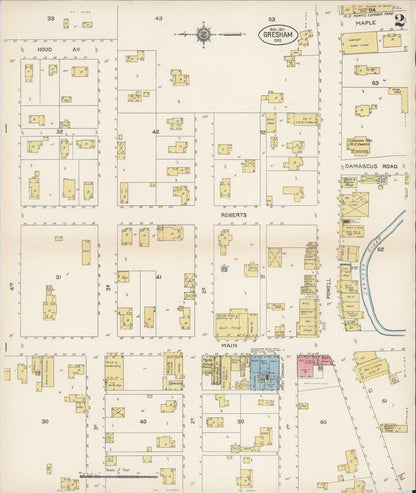 Sanborn Fire Insurance Map from Gresham, Multnomah County, Oregon (1911), Sheet #0002 - Complete Map Set gallery image, historic Sanborn map, vintage wall art, Oregon Oregon