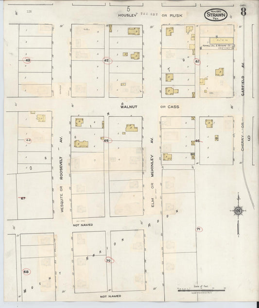 Sanborn Fire Insurance Map from Strawn, Palo Pinto County, Texas (1944), Sheet #0008 - Historic Sanborn Fire Insurance Map Print, vintage old map wall art, antique decor, genealogy gift, Texas Texas map