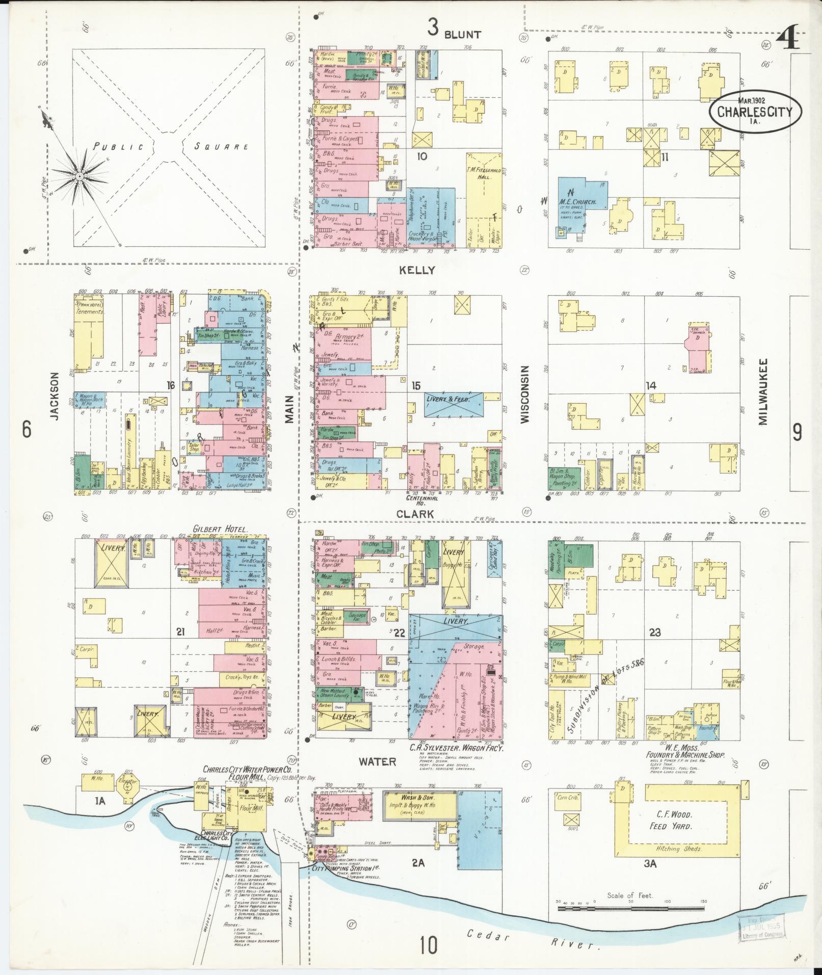 Sanborn Fire Insurance Map from Charles City, Floyd County, Iowa (1902), Sheet #0004 - Historic Sanborn Fire Insurance Map Print, vintage old map wall art