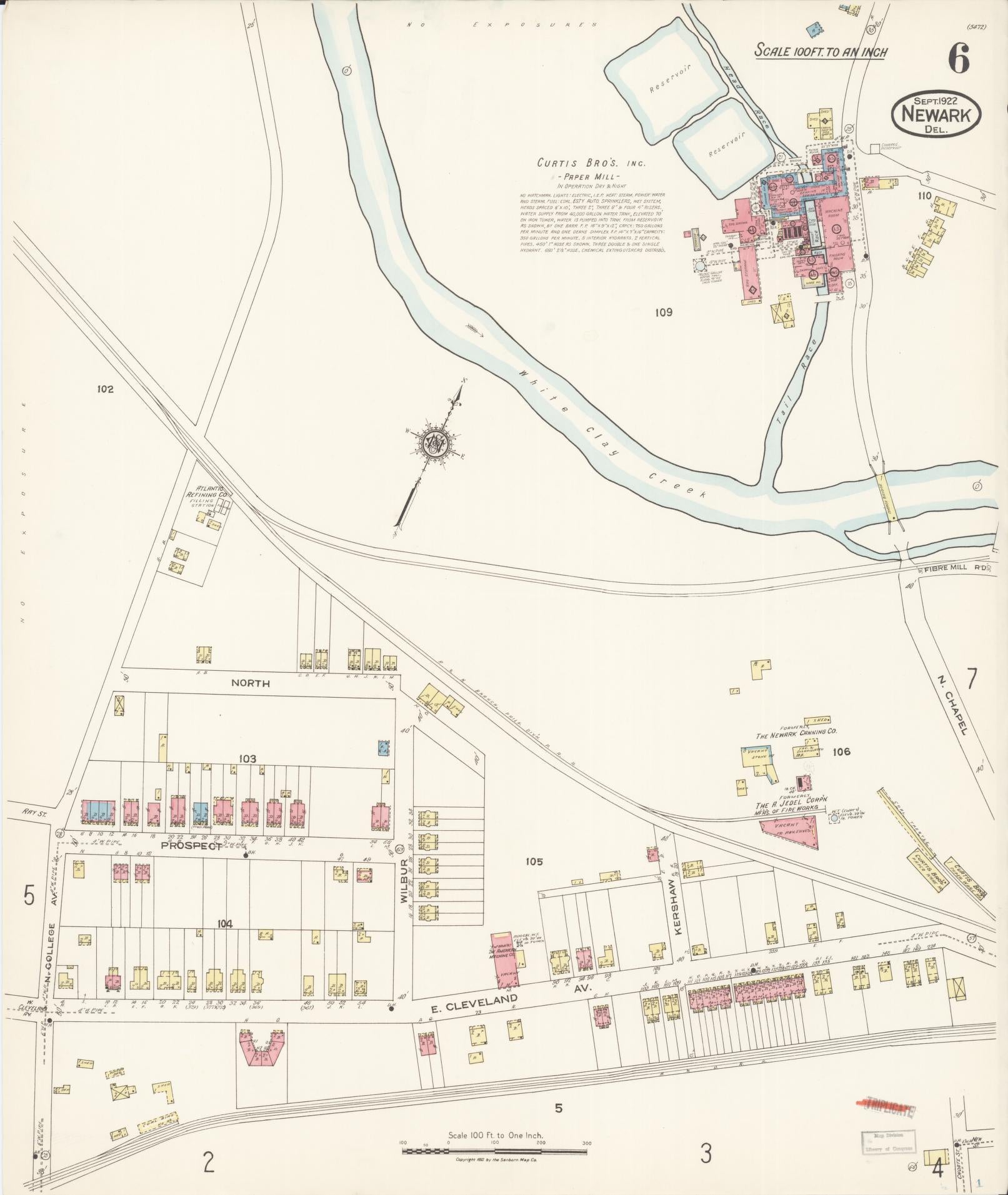 Sanborn Fire Insurance Map from Newark, New Castle County, Delaware (1922), Sheet #0006 - Complete Map Set gallery image, historic Sanborn map, vintage wall art, Delaware Delaware
