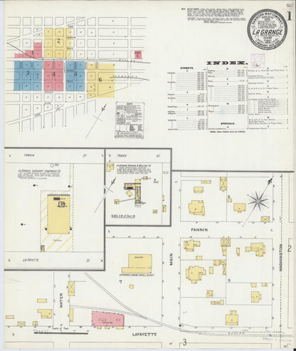 Sanborn Fire Insurance Map from La Grange, Fayette County, Texas (1906), Sheet #0001 - Complete Map Set gallery image, historic Sanborn map, vintage wall art, Texas Texas