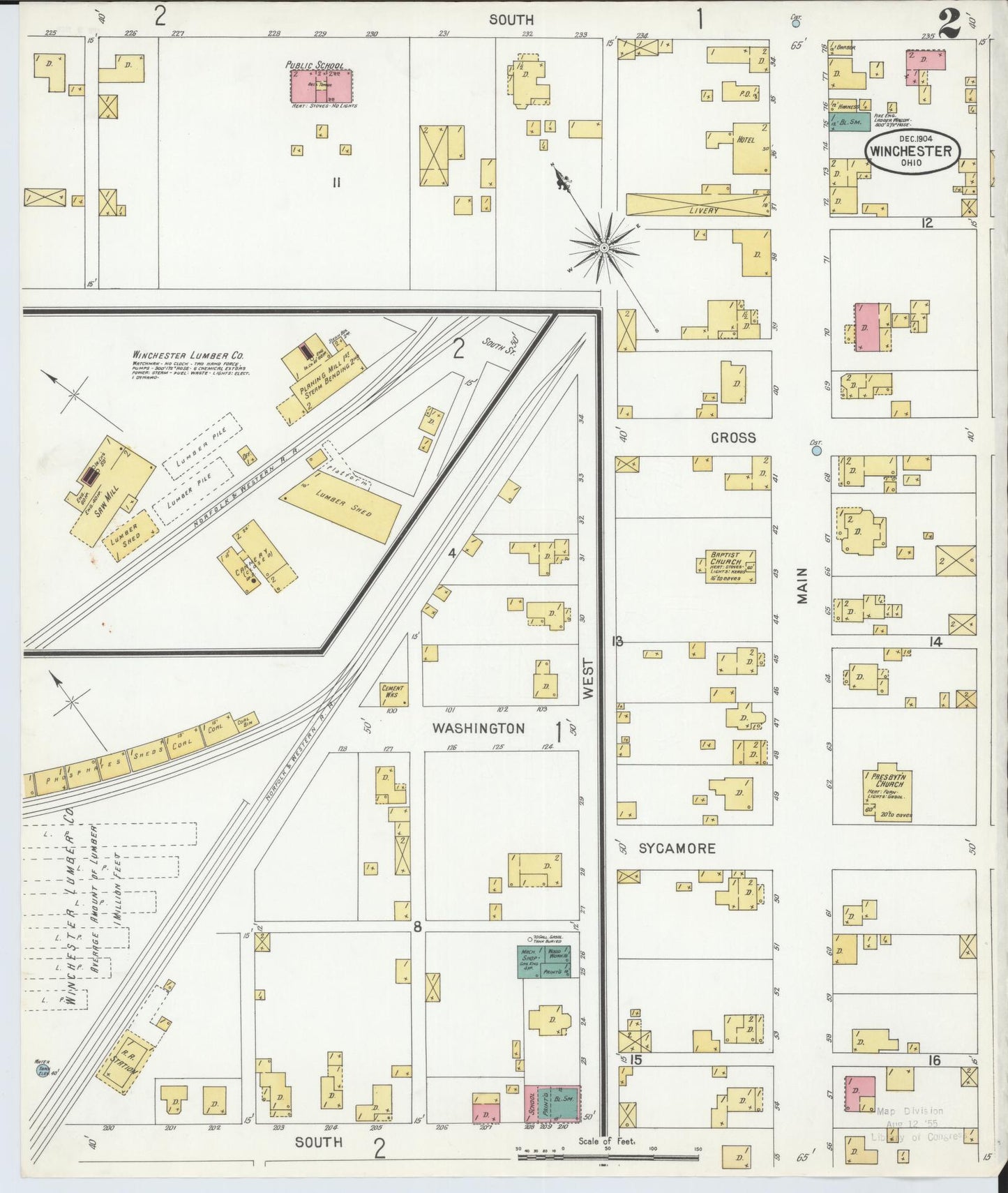 Sanborn Fire Insurance Map from Winchester, Adams County, Ohio (1904), Sheet #0002 - Complete Map Set gallery image, historic Sanborn map, vintage wall art, Ohio Ohio