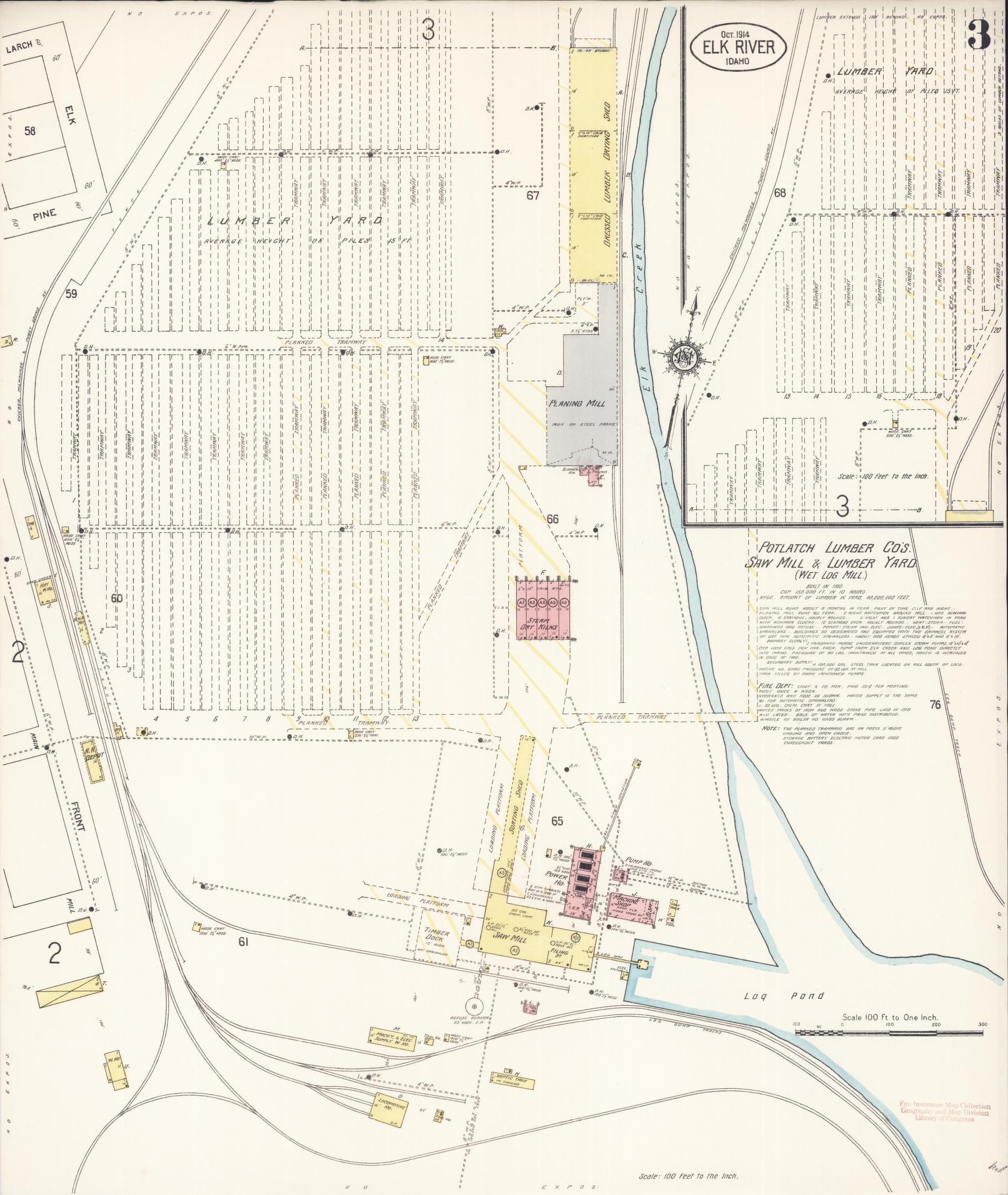 Sanborn Fire Insurance Map from Elk River, Clearwater County, Idaho (1914), Sheet #0003 - Historic Sanborn Fire Insurance Map Print, vintage old map wall art, antique decor, genealogy gift, Idaho Idaho map