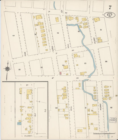 Sanborn Fire Insurance Map from Ely, White Pine County, Nevada (1912), Sheet #0007 - Complete Map Set gallery image, historic Sanborn map, vintage wall art, Nevada Nevada