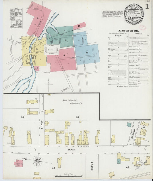 Sanborn Fire Insurance Map from Lebanon, Grafton County, New Hampshire (1894), Sheet #0001 - Complete Map Set gallery image, historic Sanborn map, vintage wall art, New Hampshire New Hampshire