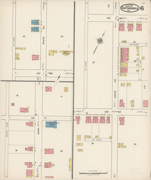 Sanborn Fire Insurance Map from East Greenville, Montgomery County, Pennsylvania (1922), Sheet #0006 - Historic Sanborn Fire Insurance Map Print, vintage old map wall art, antique decor, genealogy gift, Pennsylvania Pennsylvania map
