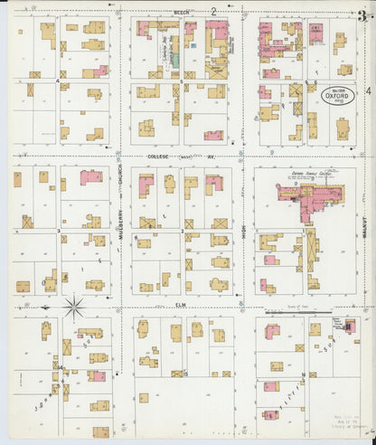 Sanborn Fire Insurance Map from Oxford, Butler County, Ohio (1899), Sheet #0003 - Historic Sanborn Fire Insurance Map Print, vintage old map wall art, antique decor, genealogy gift, Ohio Ohio map