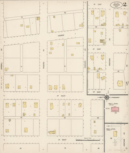 Sanborn Fire Insurance Map from Baker, Fallon County, Montana (1914), Sheet #0002 - Complete Map Set gallery image, historic Sanborn map, vintage wall art, Montana Montana