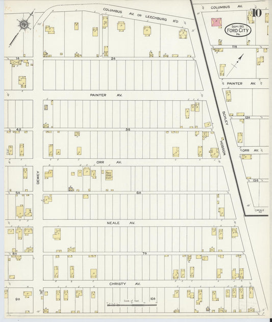Sanborn Fire Insurance Map from Ford City, Armstrong County, Pennsylvania (1913), Sheet #0010 - Historic Sanborn Fire Insurance Map Print, vintage old map wall art, antique decor, genealogy gift, Pennsylvania Pennsylvania map