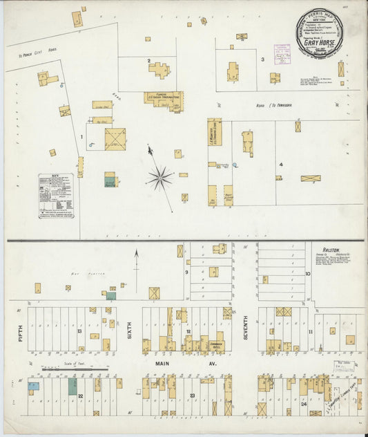 Sanborn Fire Insurance Map from Gray Horse, Osage County, Oklahoma (1901), Sheet #0001 - Historic Sanborn Fire Insurance Map Print, vintage old map wall art, antique decor, genealogy gift, Oklahoma Oklahoma map