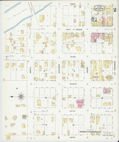 Sanborn Fire Insurance Map from Jackson, Jackson County, Minnesota (1907), Sheet #0002 - Complete Map Set gallery image, historic Sanborn map, vintage wall art, Minnesota Minnesota