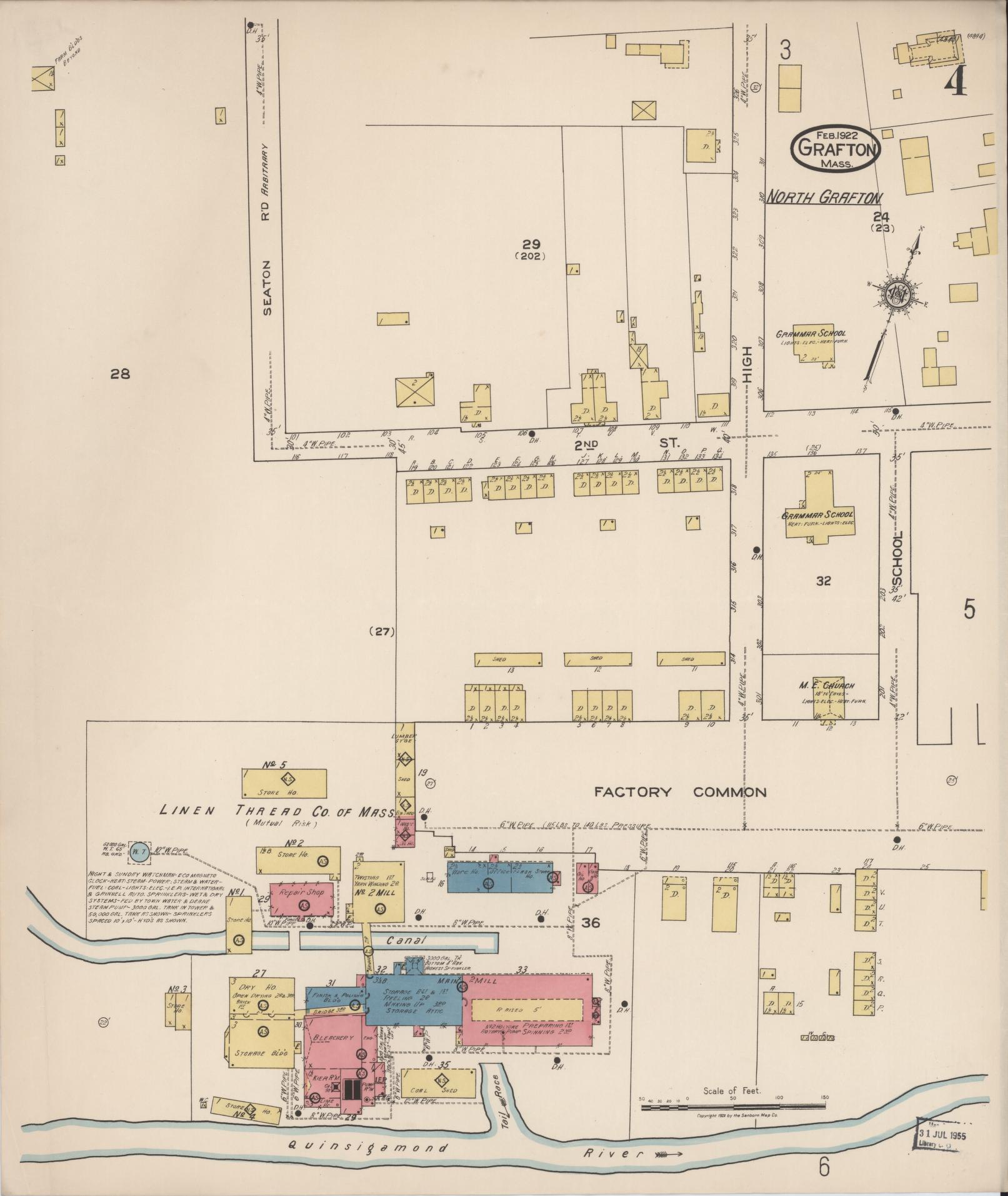 Sanborn Fire Insurance Map from Grafton, Worcester County, Massachusetts (1922), Sheet #0004 - Complete Map Set gallery image, historic Sanborn map, vintage wall art, Massachusetts Massachusetts