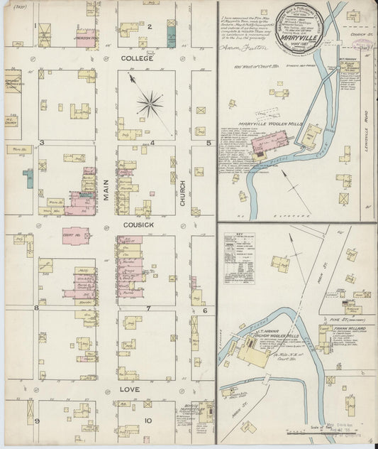 Sanborn Fire Insurance Map from Maryville, Blount County, Tennessee. (1887) – Historic Sanborn Fire Insurance Map Print