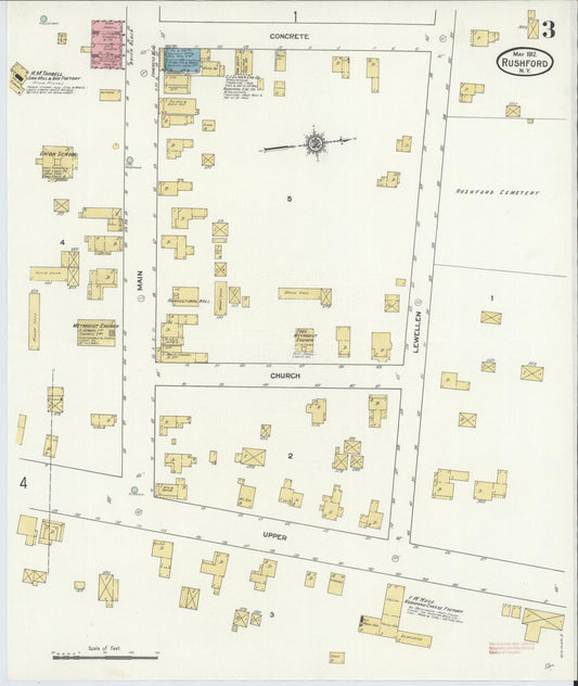 Sanborn Fire Insurance Map from Rushford, Allegany County, New York (1912), Sheet #0003 - Historic Sanborn Fire Insurance Map Print, vintage old map wall art, antique decor, genealogy gift, New York New York map