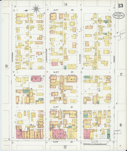 Sanborn Fire Insurance Map from Wausau, Marathon County, Wisconsin (1904), Sheet #0013 - Complete Map Set gallery image, historic Sanborn map, vintage wall art, Wisconsin Wisconsin