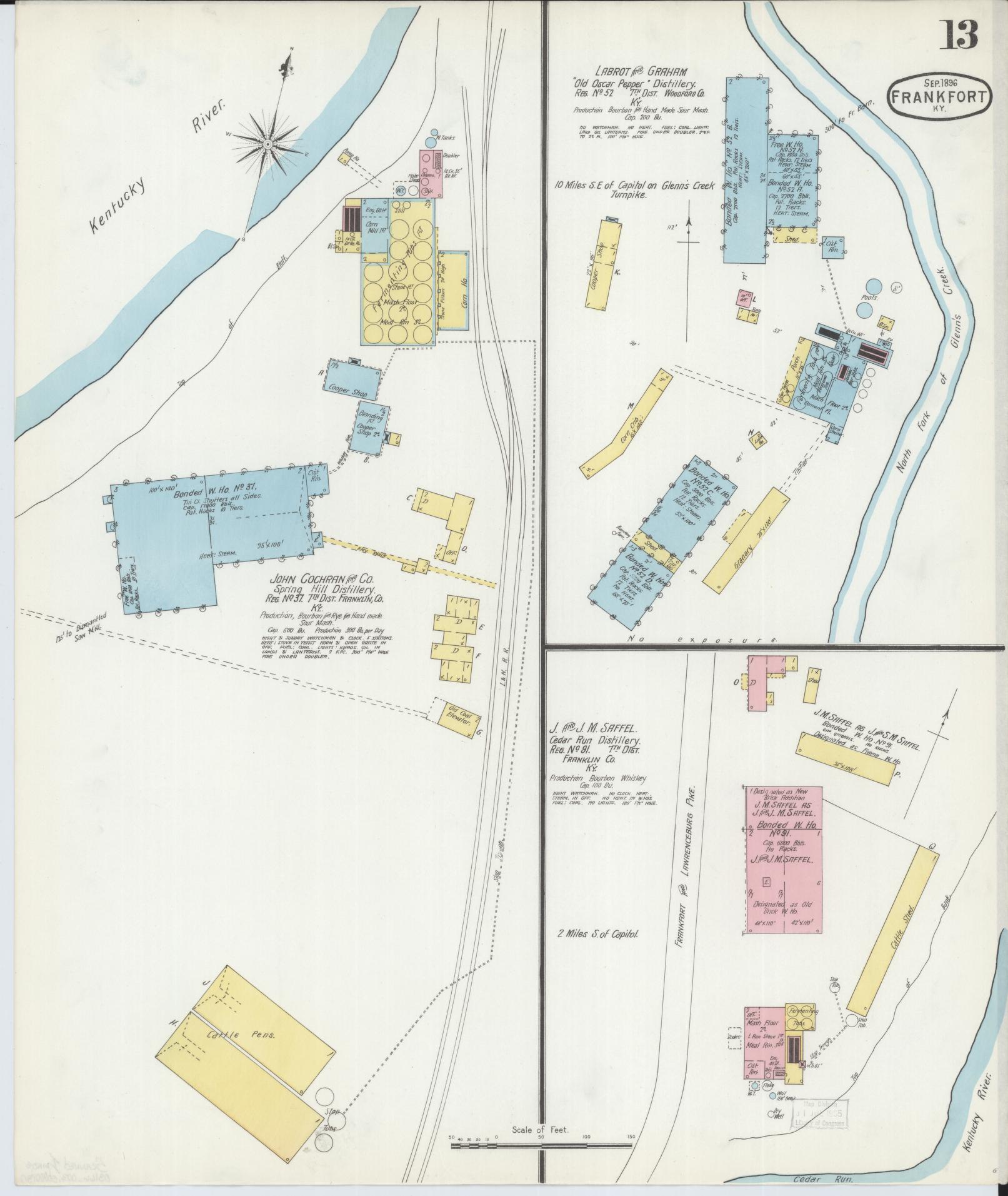 Sanborn Fire Insurance Map from Frankfort, Franklin County, Kentucky (1896), Sheet #0013 - Complete Map Set gallery image, historic Sanborn map, vintage wall art, Kentucky Kentucky