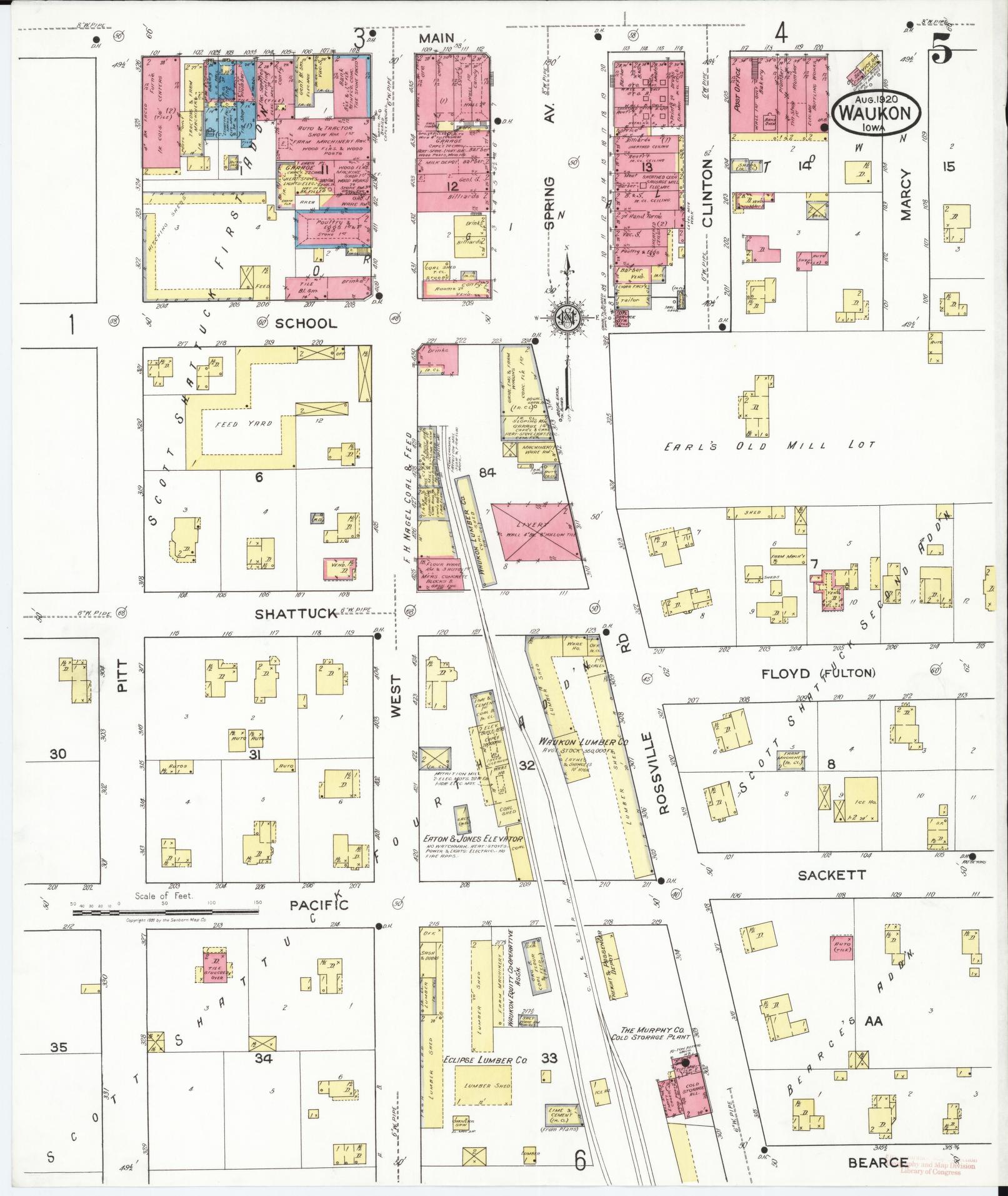 Sanborn Fire Insurance Map from Waukon, Allamakee County, Iowa (1920), Sheet #0005 - Historic Sanborn Fire Insurance Map Print
