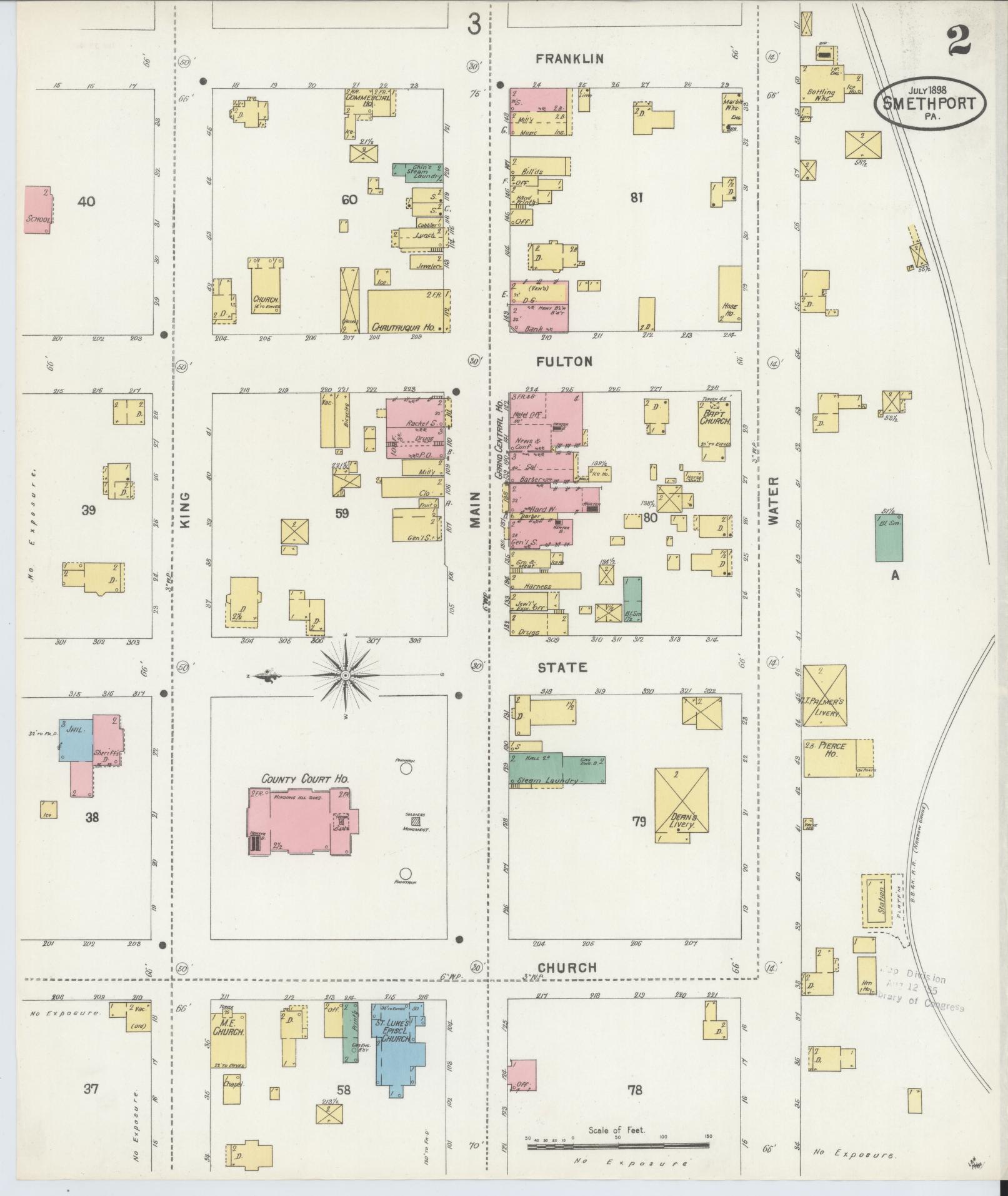 Sanborn Fire Insurance Map from Smethport, McKean County, Pennsylvania (1898), Sheet #0002 - Complete Map Set gallery image, historic Sanborn map, vintage wall art, Pennsylvania Pennsylvania