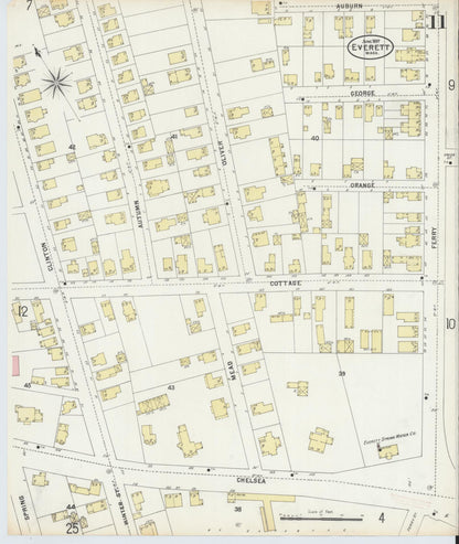 Sanborn Fire Insurance Map from Everett, Middlesex County, Massachusetts (1897), Sheet #0011 - Historic Sanborn Fire Insurance Map Print, vintage old map wall art, antique decor, genealogy gift, Massachusetts Massachusetts map