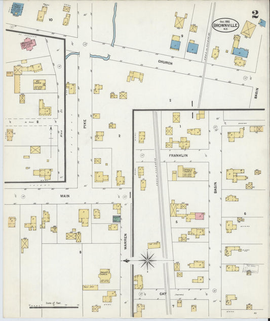 Sanborn Fire Insurance Map from Brownville, Jefferson County, New York (1902), Sheet #0002 - Historic Sanborn Fire Insurance Map Print, vintage old map wall art, antique decor, genealogy gift, New York New York map