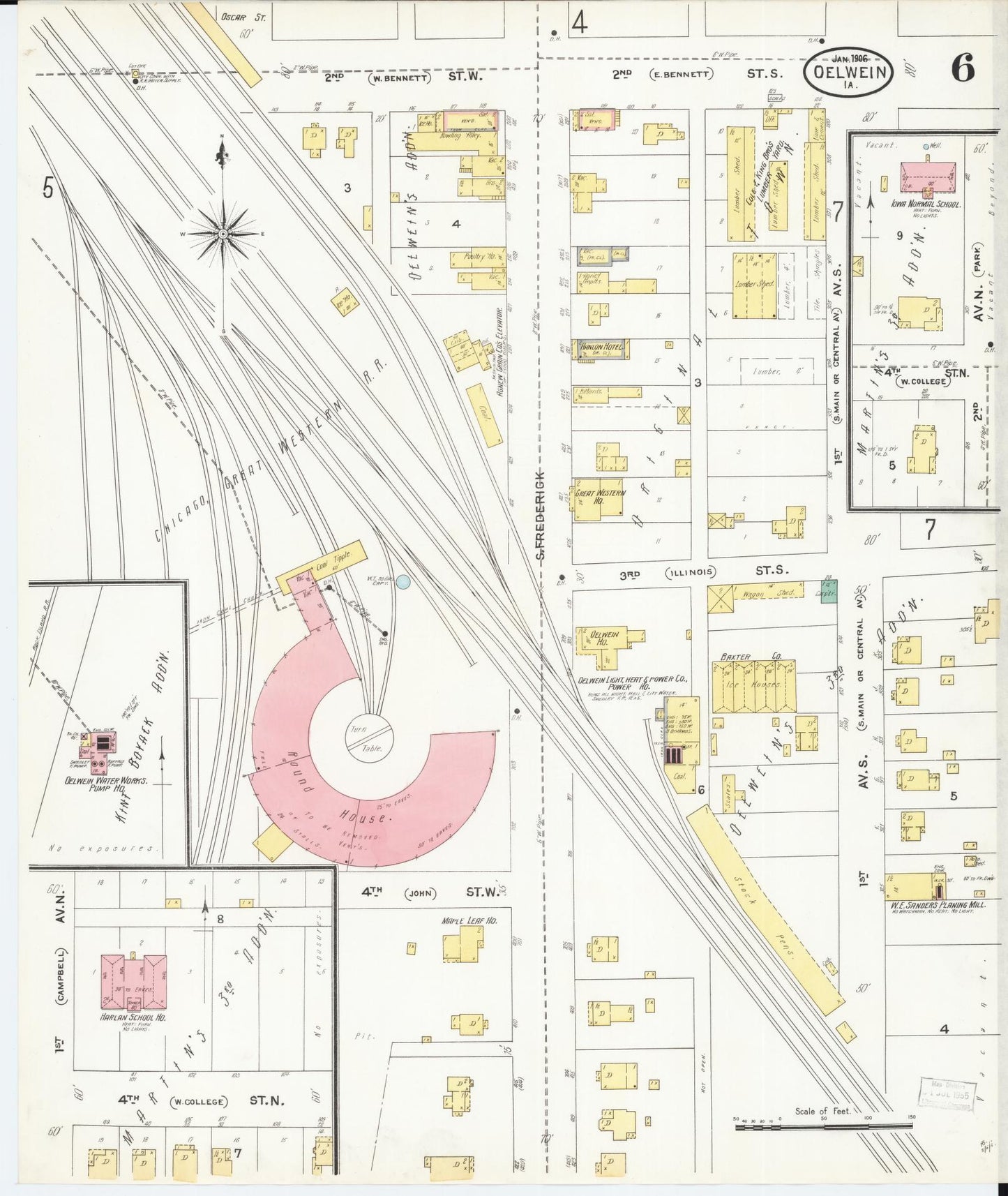Sanborn Fire Insurance Map from Oelwein, Fayette County, Iowa (1906), Sheet #0006 - Historic Sanborn Fire Insurance Map Print