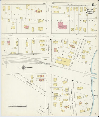 Sanborn Fire Insurance Map from Neenah, Winnebago County, Wisconsin (1913), Sheet #0006 - Complete Map Set gallery image, historic Sanborn map, vintage wall art, Wisconsin Wisconsin