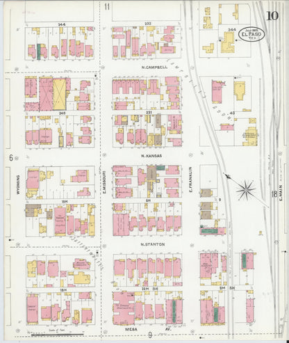 Sanborn Fire Insurance Map from El Paso, El Paso County, Texas (1905), Sheet #0010 - Complete Map Set gallery image, historic Sanborn map, vintage wall art, Texas Texas