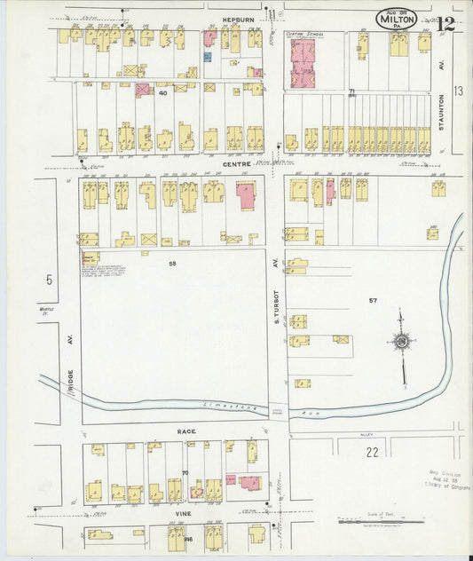Sanborn Fire Insurance Map from Milton, Northumberland County, Pennsylvania (1918), Sheet #0012 - Historic Sanborn Fire Insurance Map Print, vintage old map wall art, antique decor, genealogy gift, Pennsylvania Pennsylvania map