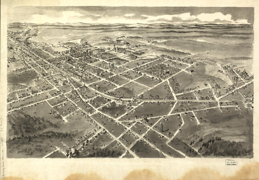 [Bird's-eye-view of Hickory, North Carolina. (1907) – Historic Bird’s-Eye View Panorama Print