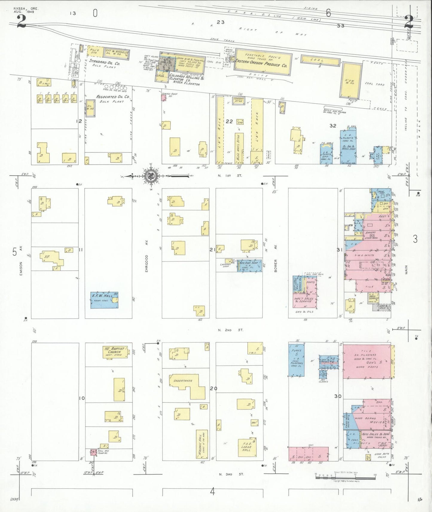 Sanborn Fire Insurance Map from Nyssa, Malheur County, Oregon (1949), Sheet #0002 - Complete Map Set gallery image, historic Sanborn map, vintage wall art, Oregon Oregon