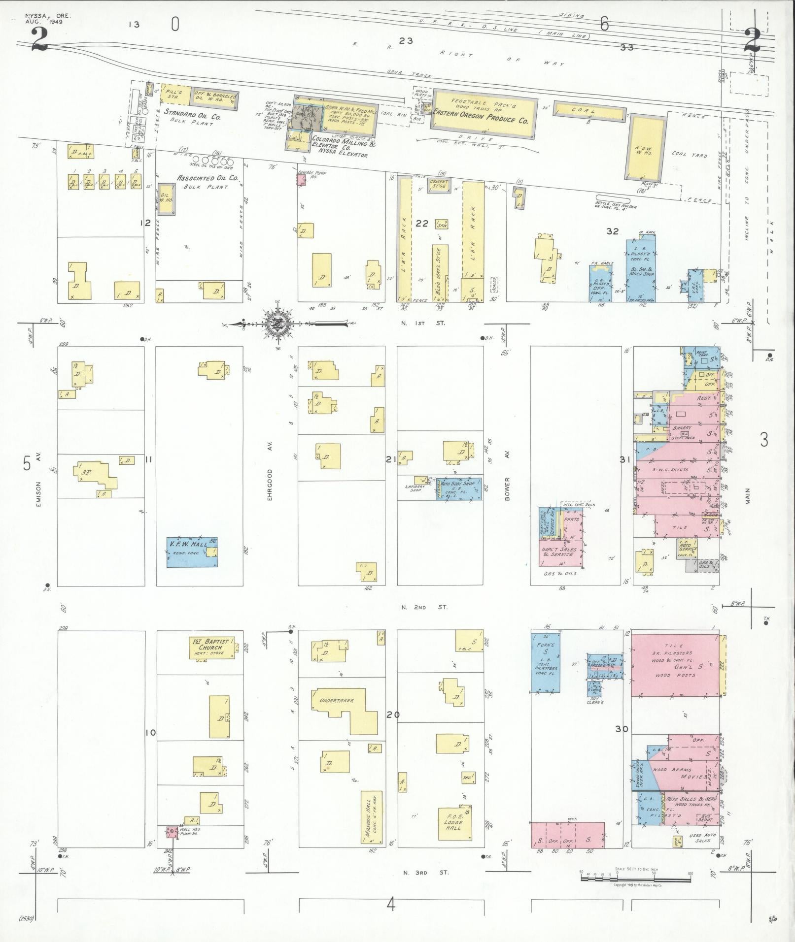 Sanborn Fire Insurance Map from Nyssa, Malheur County, Oregon (1949), Sheet #0002 - Complete Map Set gallery image, historic Sanborn map, vintage wall art, Oregon Oregon