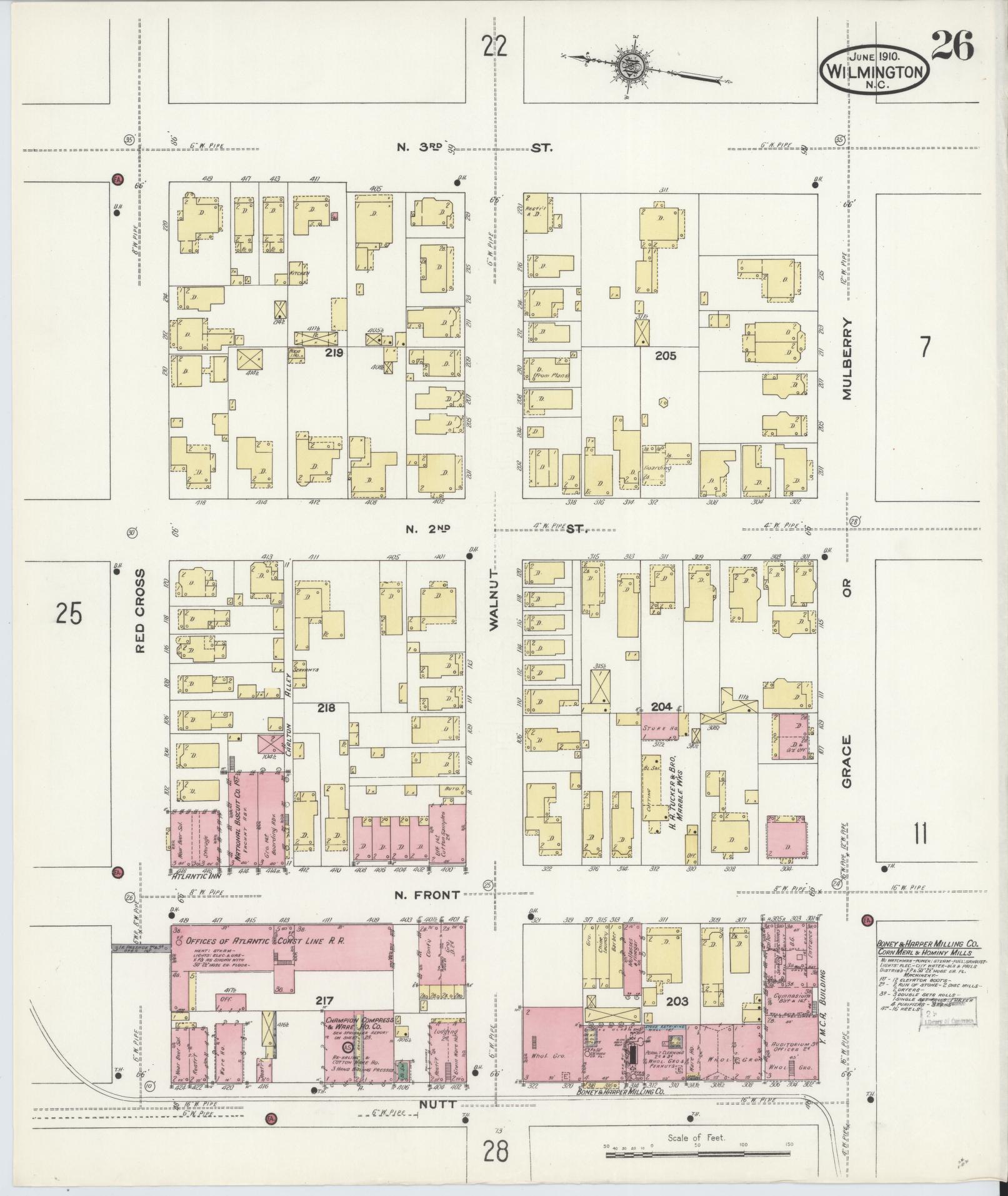 Sanborn Fire Insurance Map from Wilmington, New Hanover County, North Carolina (1910), Sheet #0026 - Complete Map Set gallery image, historic Sanborn map, vintage wall art, North Carolina North Carolina