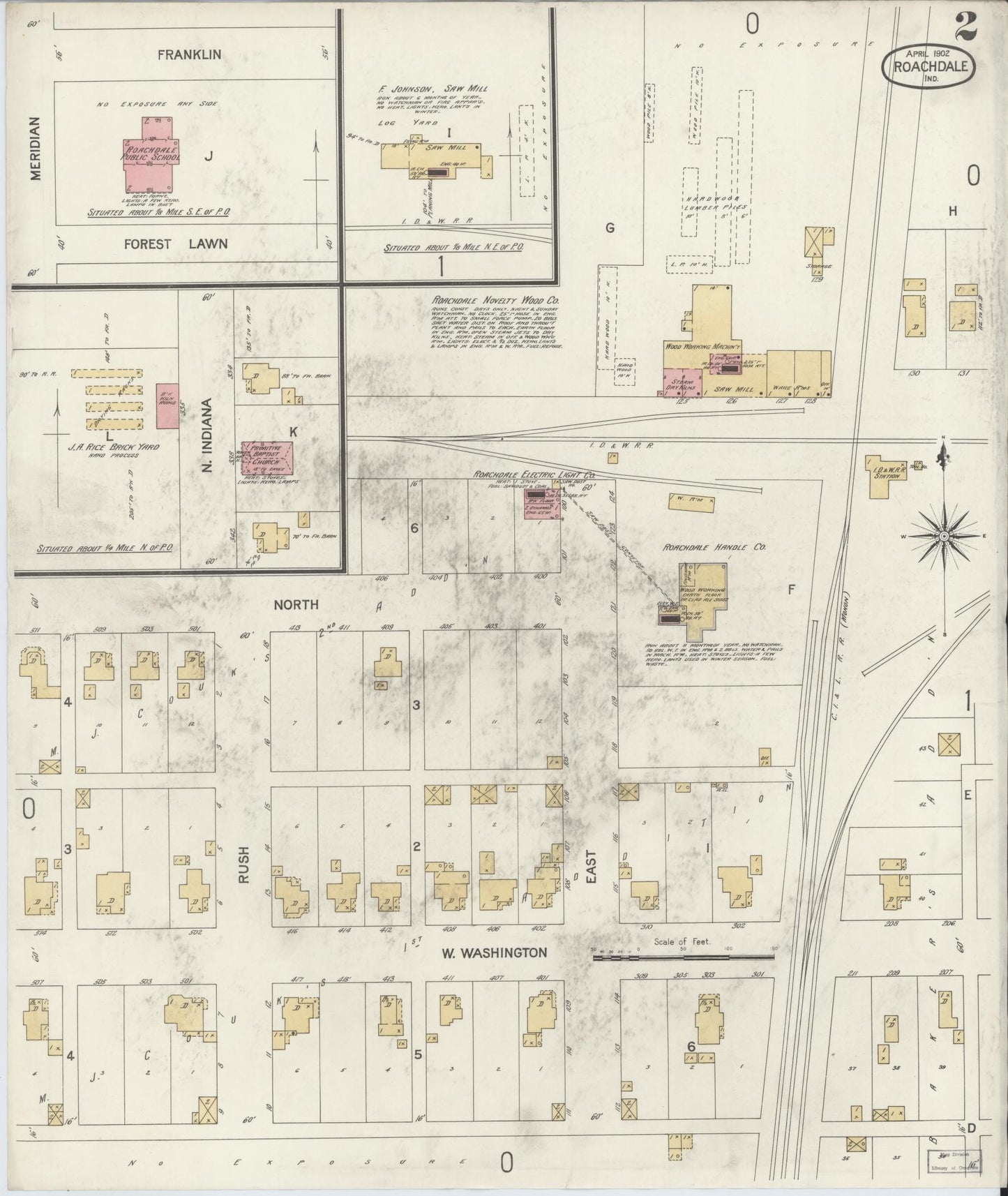 Sanborn Fire Insurance Map from Roachdale, Putnam County, Indiana (1902), Sheet #0002 - Complete Map Set gallery image, historic Sanborn map, vintage wall art, Indiana Indiana