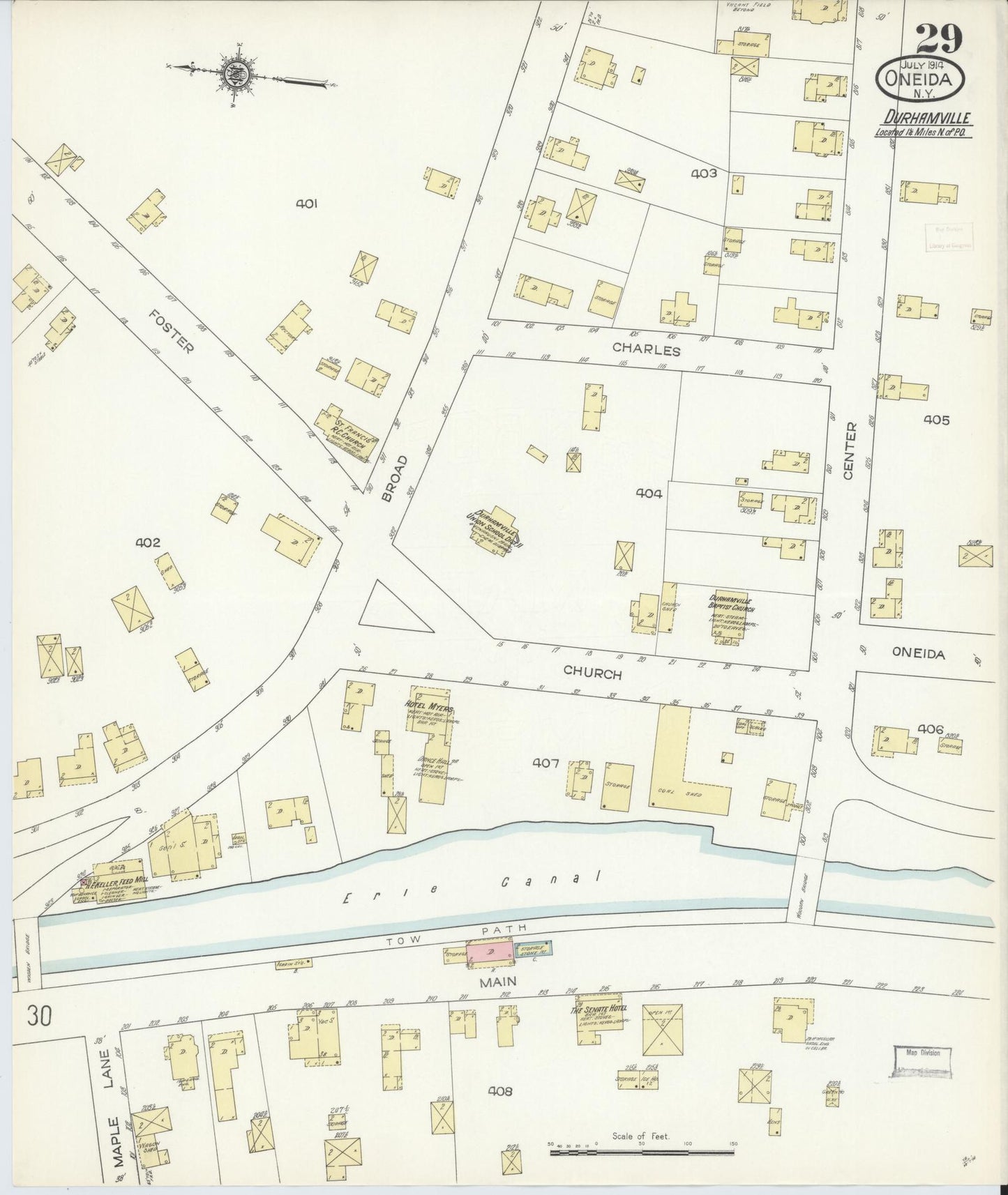 Sanborn Fire Insurance Map from Oneida, Madison County, New York (1914), Sheet #0029 - Complete Map Set gallery image, historic Sanborn map, vintage wall art, New York New York