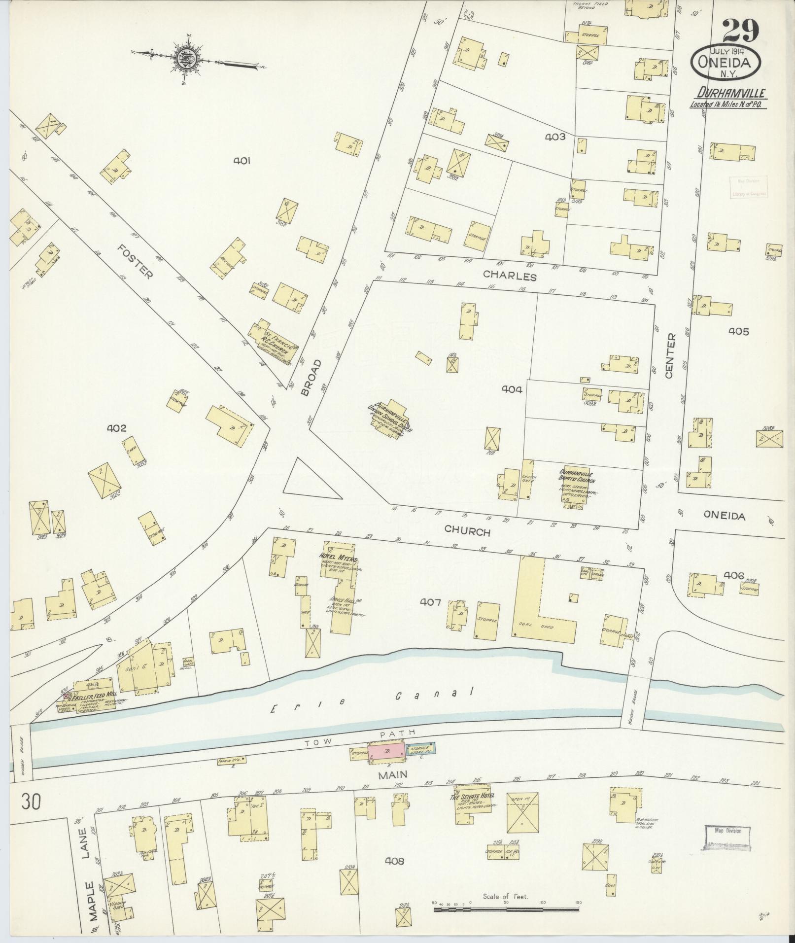 Sanborn Fire Insurance Map from Oneida, Madison County, New York (1914), Sheet #0029 - Complete Map Set gallery image, historic Sanborn map, vintage wall art, New York New York