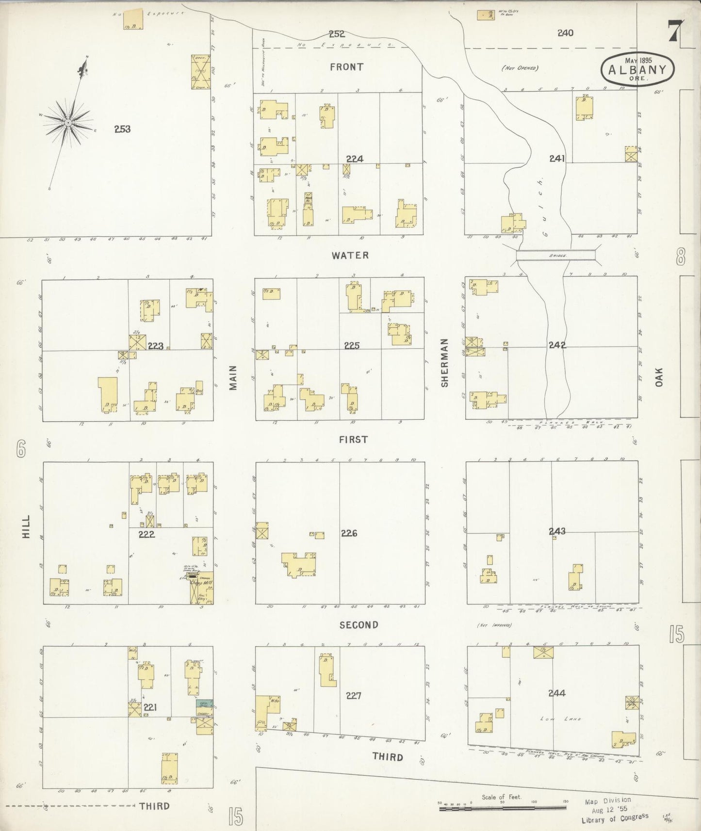 Sanborn Fire Insurance Map from Albany, Linn County, Oregon (1895), Sheet #0007 - Complete Map Set gallery image, historic Sanborn map, vintage wall art, Oregon Oregon
