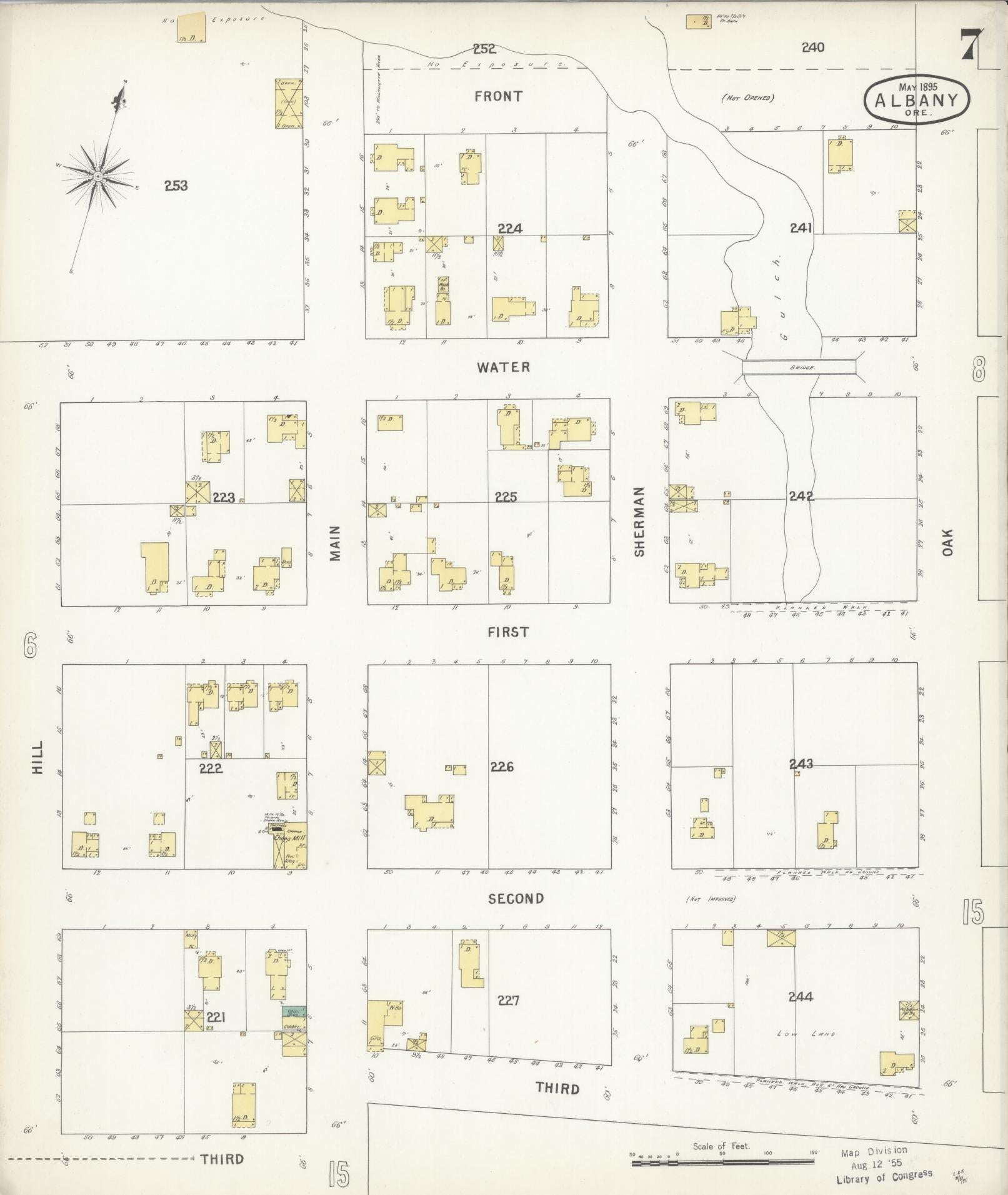 Sanborn Fire Insurance Map from Albany, Linn County, Oregon (1895), Sheet #0007 - Complete Map Set gallery image, historic Sanborn map, vintage wall art, Oregon Oregon