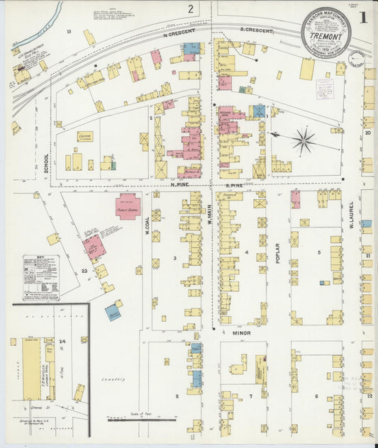Sanborn Fire Insurance Map from Tremont, Schuylkill County, Pennsylvania (1902), Sheet #0001 - Historic Sanborn Fire Insurance Map Print, vintage old map wall art, antique decor, genealogy gift, Pennsylvania Pennsylvania map