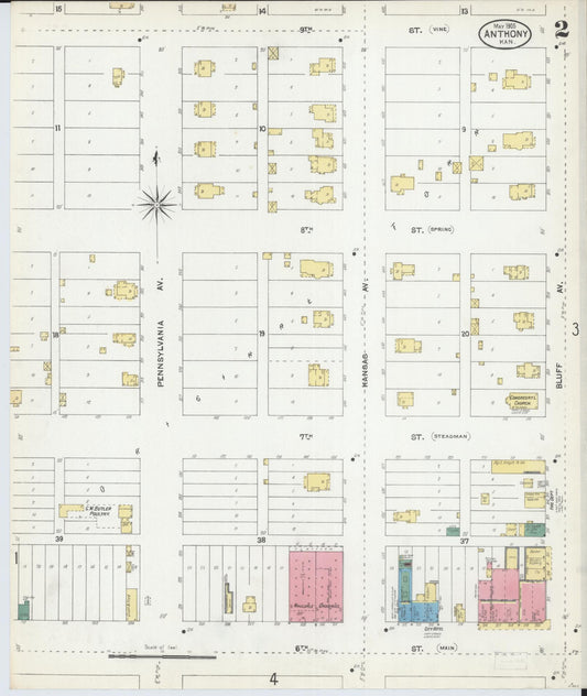 Sanborn Fire Insurance Map from Anthony, Harper County, Kansas (1905), Sheet #0002 - Historic Sanborn Fire Insurance Map Print, vintage old map wall art, antique decor, genealogy gift, Kansas Kansas map