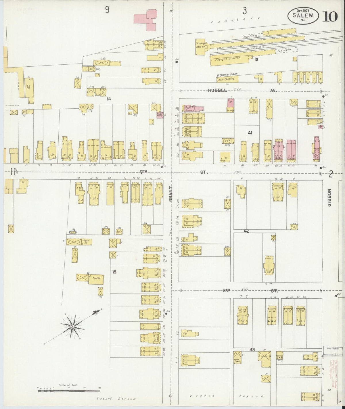 Sanborn Fire Insurance Map from Salem, Salem County, New Jersey (1902), Sheet #0010 - Historic Sanborn Fire Insurance Map Print, vintage old map wall art, antique decor, genealogy gift, New Jersey New Jersey map