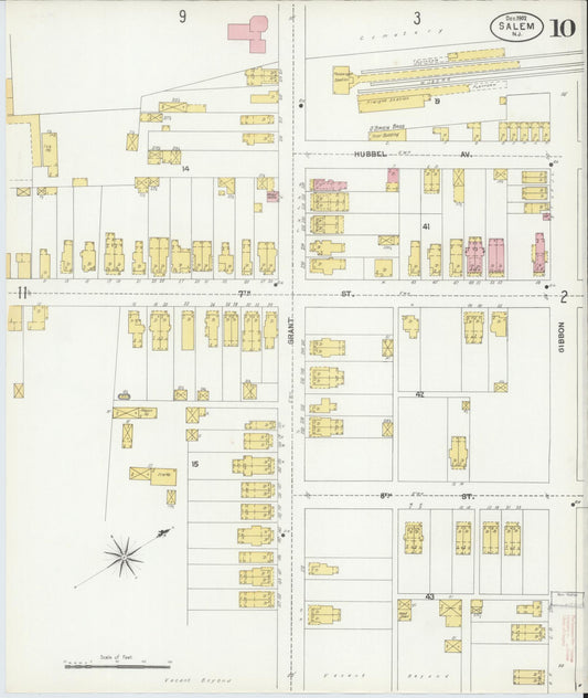 Sanborn Fire Insurance Map from Salem, Salem County, New Jersey (1902), Sheet #0010 - Historic Sanborn Fire Insurance Map Print, vintage old map wall art, antique decor, genealogy gift, New Jersey New Jersey map