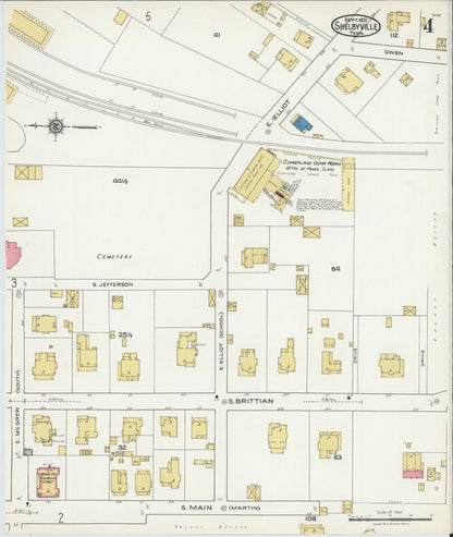Sanborn Fire Insurance Map from Shelbyville, Bedford County, Tennessee (1921), Sheet #0004 - Complete Map Set gallery image, historic Sanborn map, vintage wall art, Tennessee Tennessee