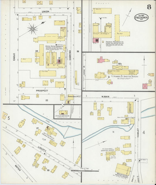 Sanborn Fire Insurance Map from Fredonia, Chautauqua County, New York (1902), Sheet #0008 - Historic Sanborn Fire Insurance Map Print, vintage old map wall art, antique decor, genealogy gift, New York New York map