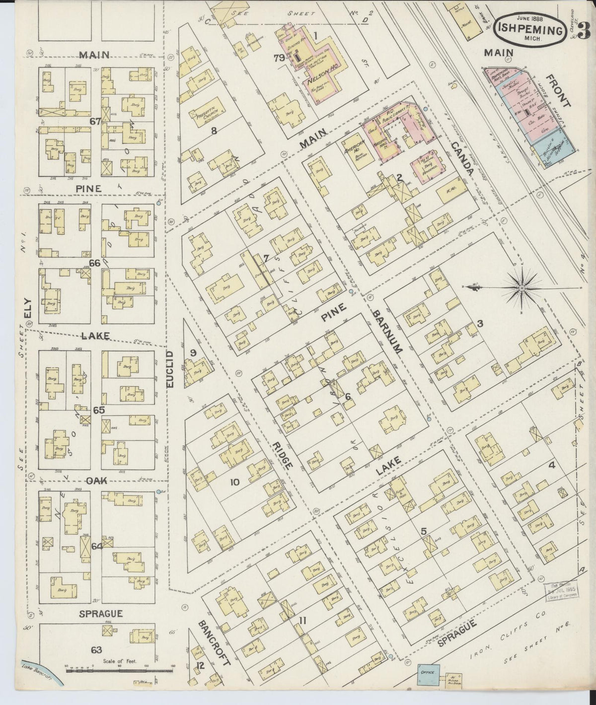Sanborn Fire Insurance Map from Ishpeming, Marquette County, Michigan (1888), Sheet #0003 - Historic Sanborn Fire Insurance Map Print, vintage old map wall art, antique decor, genealogy gift, Michigan Michigan map